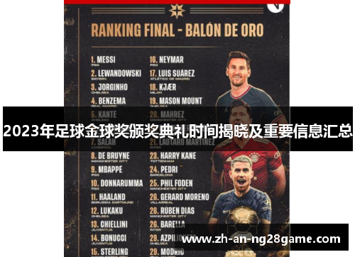 2023年足球金球奖颁奖典礼时间揭晓及重要信息汇总